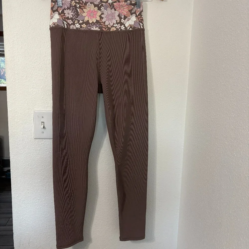 Z Supply Good Days Rib 7/8 Leggings in Twilight Sky Size Large New Activeware